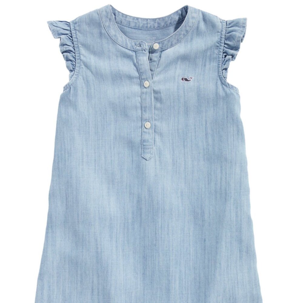 Vineyard Vines Chambray Ruffle Sleeve Dress